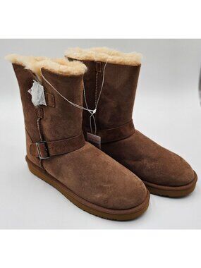 NWT Kirland Womens Chestnut Sheepskin Shearling-Lined Ankle Boots Sz 10 Cozy